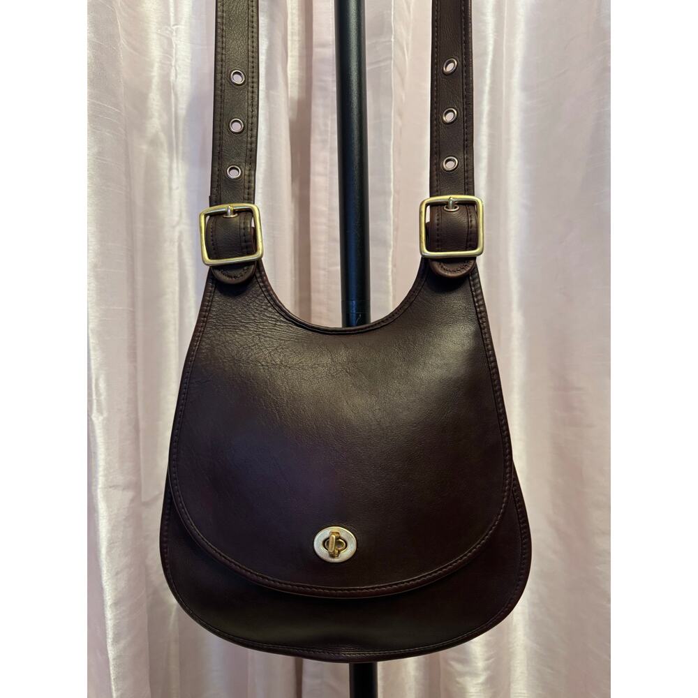 Vintage Coach 9988 Dark Mahogany Crescent Saddle Crossbody Made in / USA - Picture 11 of 14